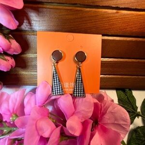 Dangling pierced earrings jewelry. Port ancient triangle, black, white, red